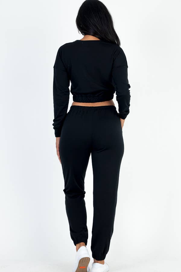 Amy French Terry Elastic Waist Pullover & Joggers Set